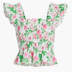 Hill House Home Paz Nap Top in Pink Roses Linen (M)
